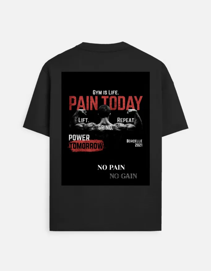 GYM STYLE UNISEX BLACK T-SHIRT, 100% COTTON